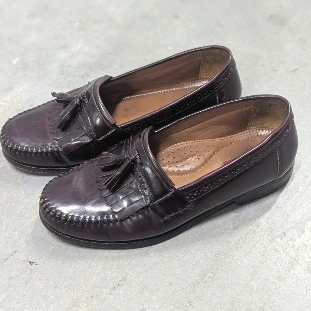 Ivy Heritage Burgundy Leather Kiltie Tassel Loafers VTG G.H. Bass 10D Preppy